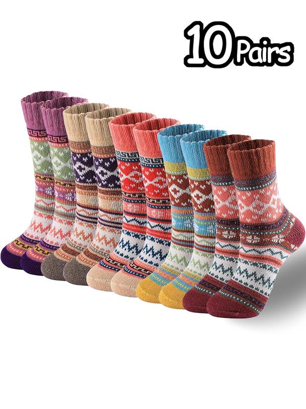 Women's All Over Print Mid-calf Socks, Casual Soft Comfy Warm Socks for Fall & Winter, Women's Socks for Daily Wear