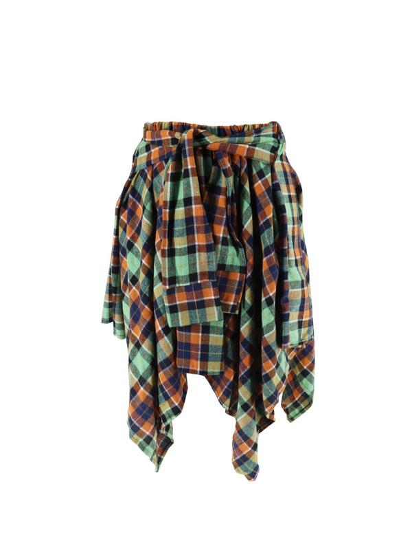 Women's Fashion Multicolor Plaid Print Asymmetrical Hem High Waist Skirt, Casual Comfort Elastic Waist Tiered Layer Knee Length Skirt for Summer Going Out Streetwear, Galentine's Ideas Gift, Womenswear Bottom, Fall Outfit Utah Girl Fits, Fall Outfits