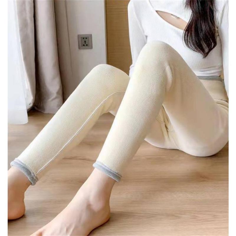 Winter Women Leggings Solid Warm Leggings Thicken Lambwool Hight Waist Fleece Keep Butt Lift High Stretchy Walking Pants Pocket