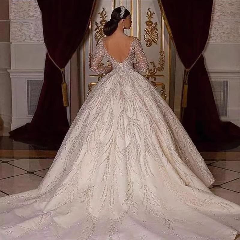 French Wedding Dress 2024 New Bridal Long Sleeve Retro Heavy Industry High-End Light Luxury Large Tail Small galia lahav  wedding dress boho wedding crystal  wedding lace  ballgown wedding  dresses catholic  wedding  Dress sister wedding dress