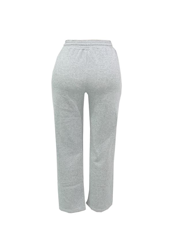 Women's Plain Drawstring Waist Pocket Pants, Casual High Waist Trousers for Fall & Winter, Women's Bottoms for Daily Wear