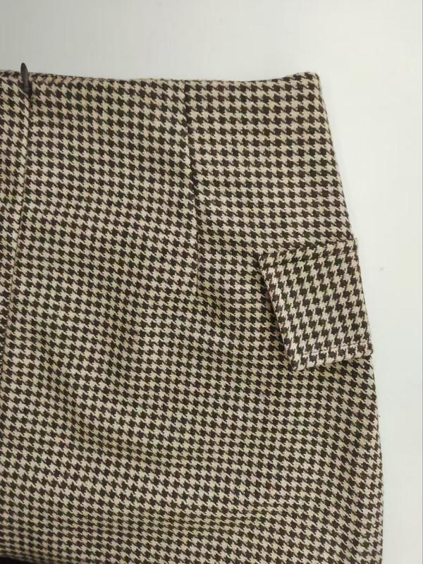 Women's Houndstooth Print Asymmetrical Hem Flap Detail Wrap Skirt, Elegant Fashion Casual Short Skirt for Daily Outdoor Wear, Women's Bottoms for All Seasons