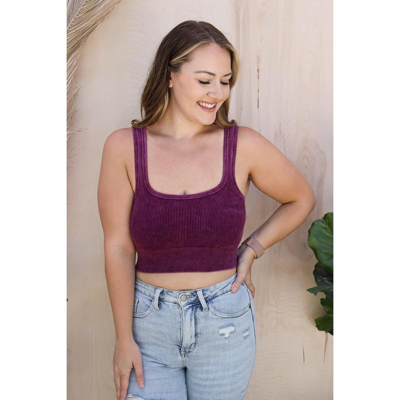 Madison Washed Ribbed Crop Top Bralette-2