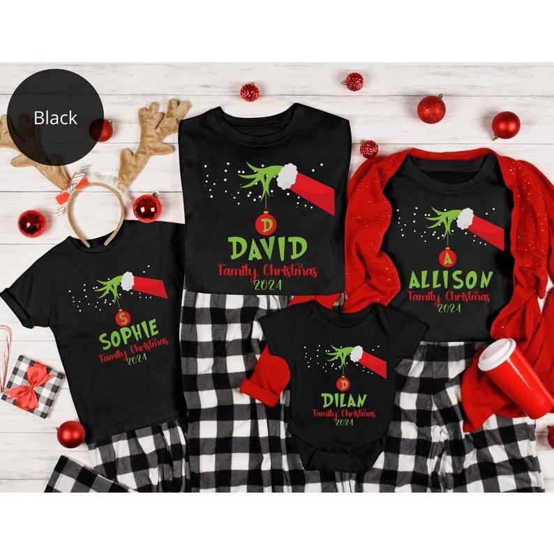 Personalized Family Christmas 2024 Shirt (Not include pants), Matching Tee for Christmas, Christmas Matching Sweater, Funny Family Shirt