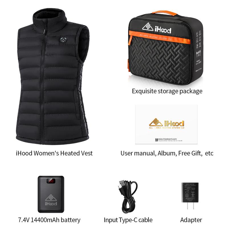 iHood Women's Heated Vest with 7.4V 14400mAh Battery Pack Womenswear Tops