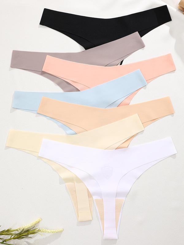 Women's Minimalist Solid Color Thong, Lady Basic Comfy Breathable Seamless Panty for Daily Everyday Wear, Women's Underwear for All Seasons, Korean Streetwear, Summer Wear 2024, Womenswear Panties