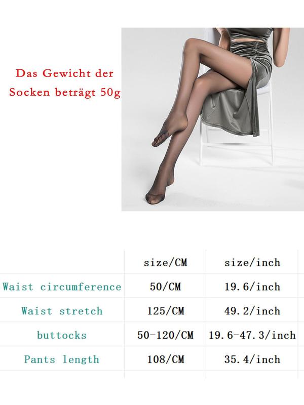 Women's 1 Pair Solid High Waist Tights, Ultra Thin Pantyhose, High Stretch Stockings for Women