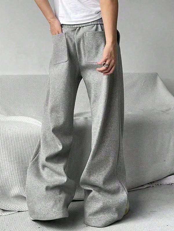 Wide Leg Sweatpants Baggy Athletic Drawstring Waist Flared Sweatpants Loose Casual Trousers with Pockets