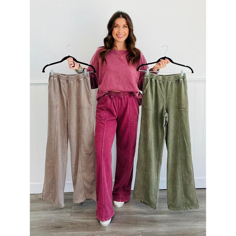 Mineral Washed French Terry Sweatpants (Reg. and Plus) - 3 Colors