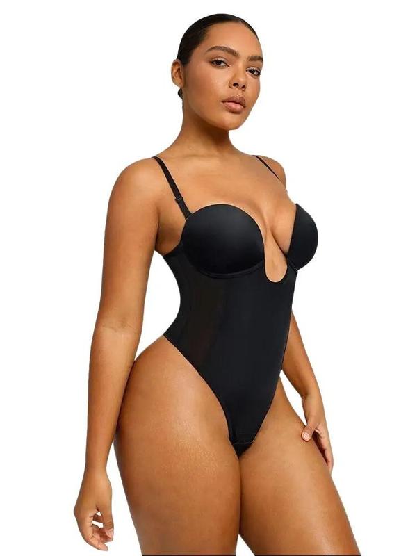 Shapellx AirSlim® Deep Plunge Low-Back Thong Bodysuit Sexy Womenswear Tops