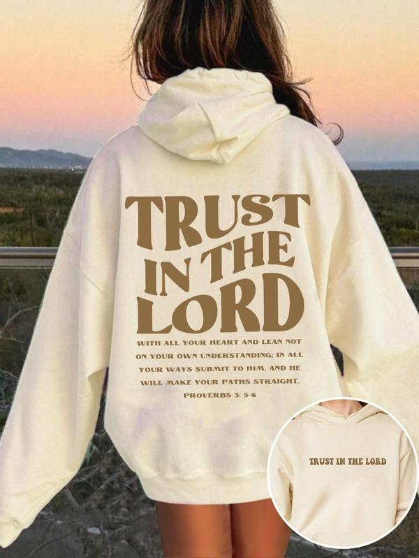 Women's Letter Print Hoodie, Casual Slogan Print Hooded Sweatshirt for Spring & Fall, Fashion Women's Clothes for Daily Wear