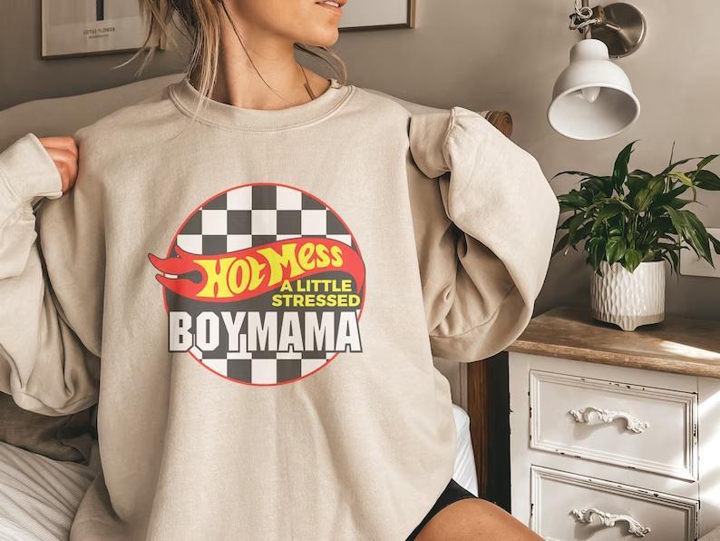 Hot Mess Boy Mama Shirt | Mommy & Me Matching Sweatshirt, Funny Boy Mom Outfit Sweatshirt, Hoodie, Comfort Colors