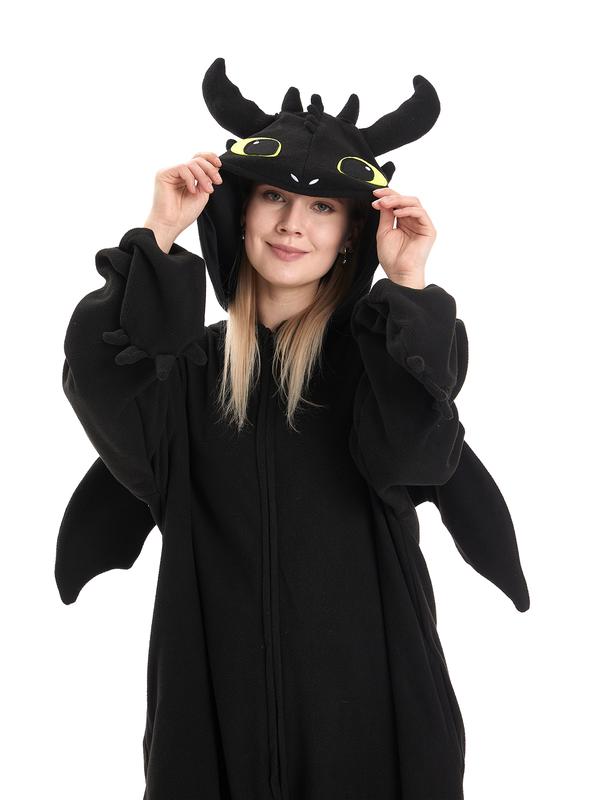 Cute Dragon Toothless Animal Onesie Pajamas Sleepwear Dragon Halloween Party Costumes Fabric Womenswear lady loungewear halloween animal lady homewear woman pajamas matching  christmas Women's Christmas Cartoon PJ Set  Halloween Pajama Jumpsuit