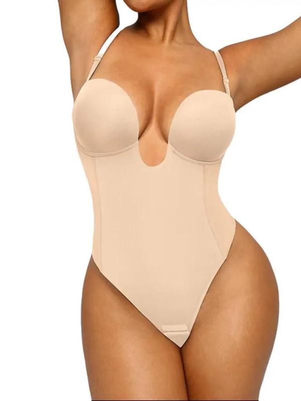 Shapellx AirSlim® Deep Plunge Low-Back Thong Bodysuit Sexy Womenswear Tops