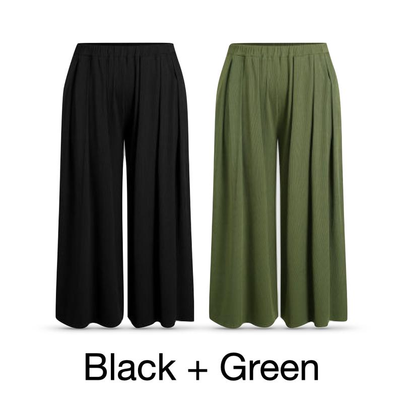 Cider [Extra discount] 2 Pants Set Stretchy Wide Leg Pants