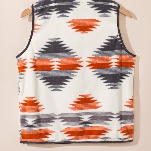 Women's Fuzzy Aztec Western Vest - Perfect for Winter - Tops, Womenswear