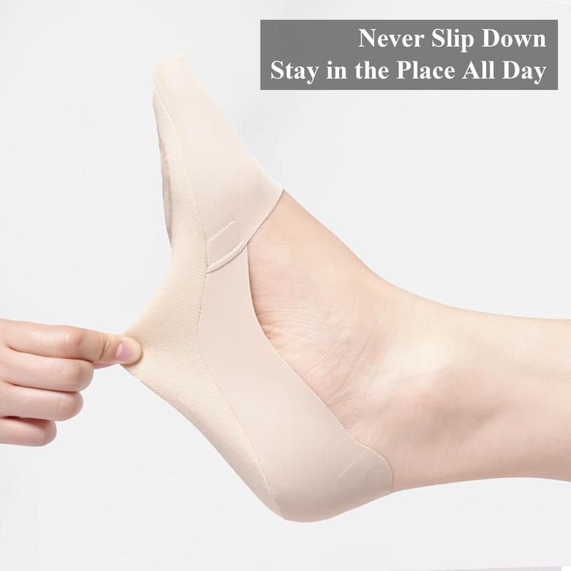 Socks Womens Non Slip Low Cut Invisible Liner Footies Thin Silk Socks for Flats Loafers Lightweight 6 Pairs Womenswear Boat