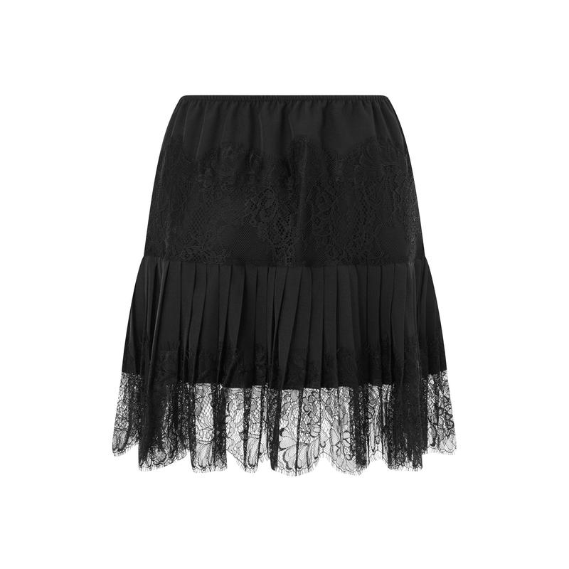 Women Y2k Lace Mini Skirt Low Rise Pleated Ruffle Half Slip Skirt Layered Flowy Short Skirt Streetwear