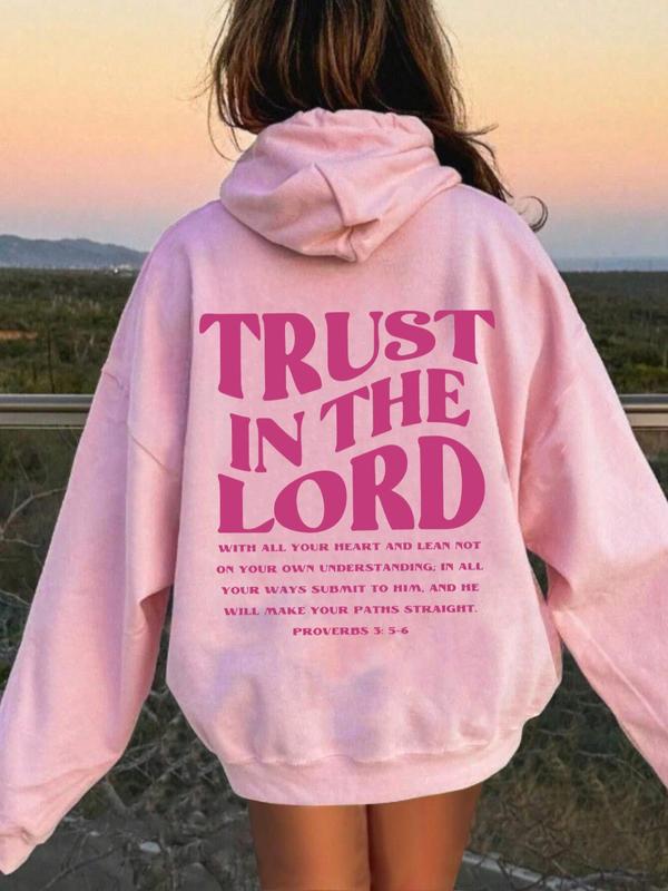 Women's Letter Print Hoodie, Casual Slogan Print Hooded Sweatshirt for Spring & Fall, Fashion Women's Clothes for Daily Wear