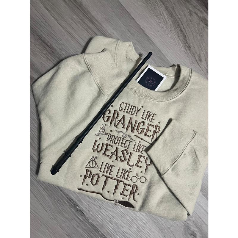 HG Granger T-Shirt inspired Embroidered - wizard magic world crewneck- embroidered wizard sweater Harry