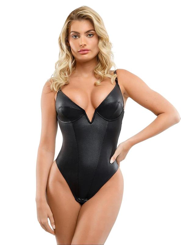 Popilush The Shapewear Bodysuit Leather Thong  Womenswear Soft Tops Celebrity Live 2