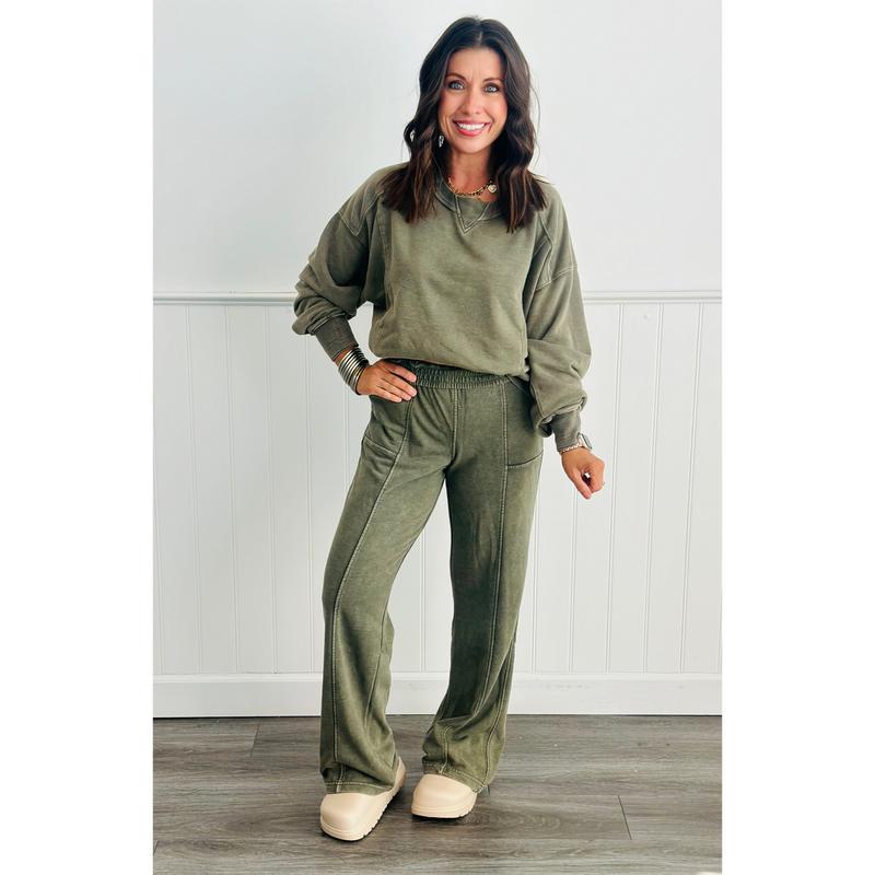 Mineral Washed French Terry Sweatpants (Reg. and Plus) - 3 Colors