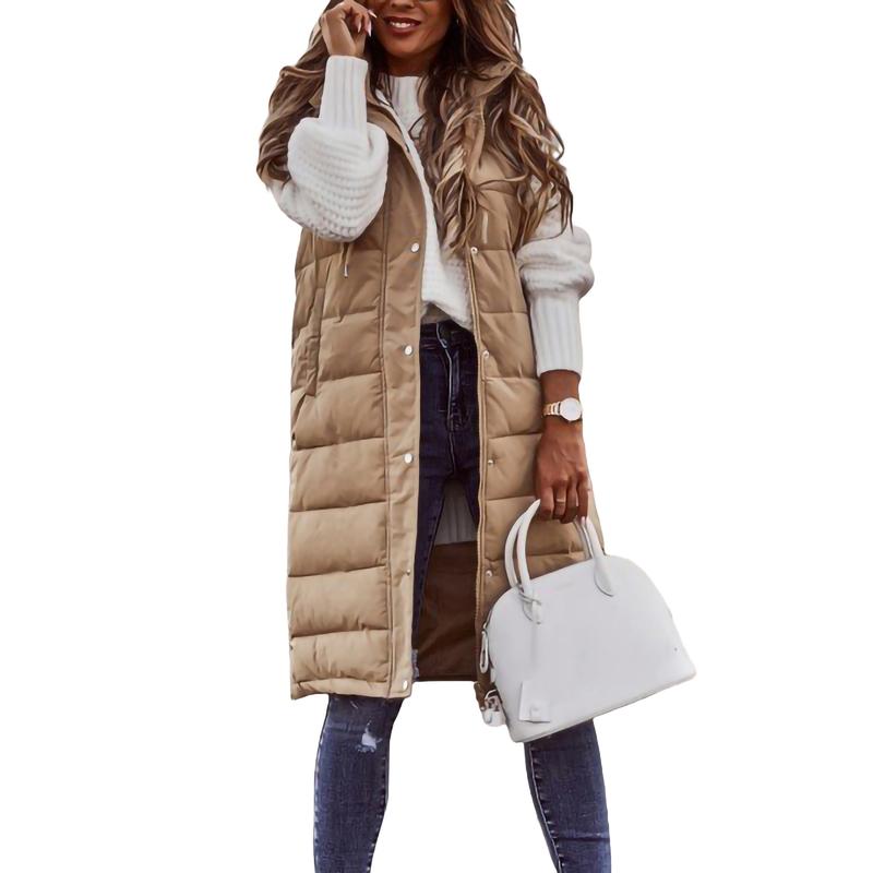 Women Vest Jacket Zipper Lightweight Puffer Jacket Sleeveless Hooded Winter Coat