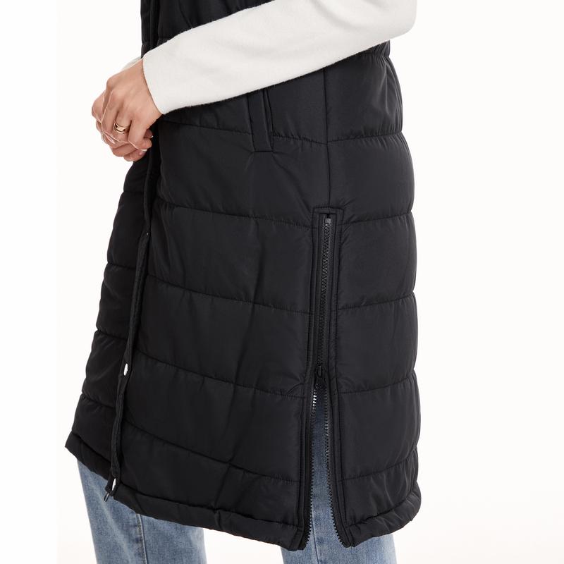 Women Vest Jacket Zipper Lightweight Puffer Jacket Sleeveless Hooded Winter Coat