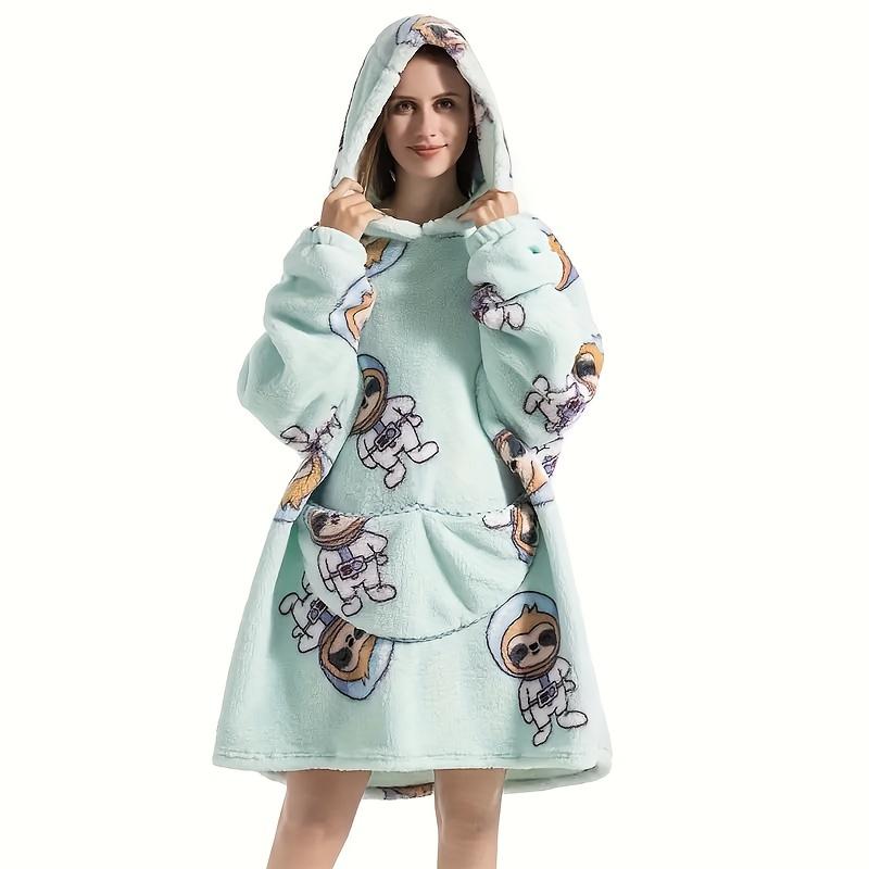 1pc Home Wearable Lazy Blanket Hooded Cold Wear Outdoor Cold Clothes Lazy Sweatshirt Soothing Fleece Thick Robe