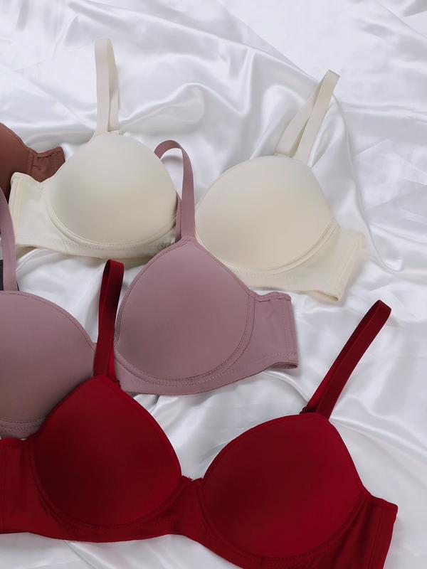 6-Pack Ultra-Soft Seamless Full Coverage Push-Up Bras - Comfortable Everyday Supportive T-Shirt Bras with Breathable Cups, Elegant Style, and Versatile Value - Soft Polyamide and Elastane Blend Fabric