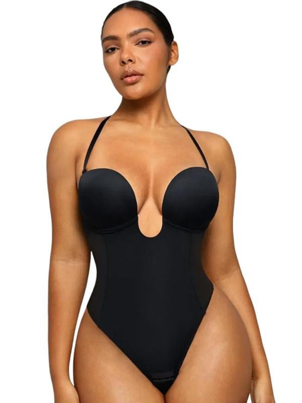 Shapellx AirSlim® Deep Plunge Low-Back Thong Bodysuit Sexy Womenswear Tops