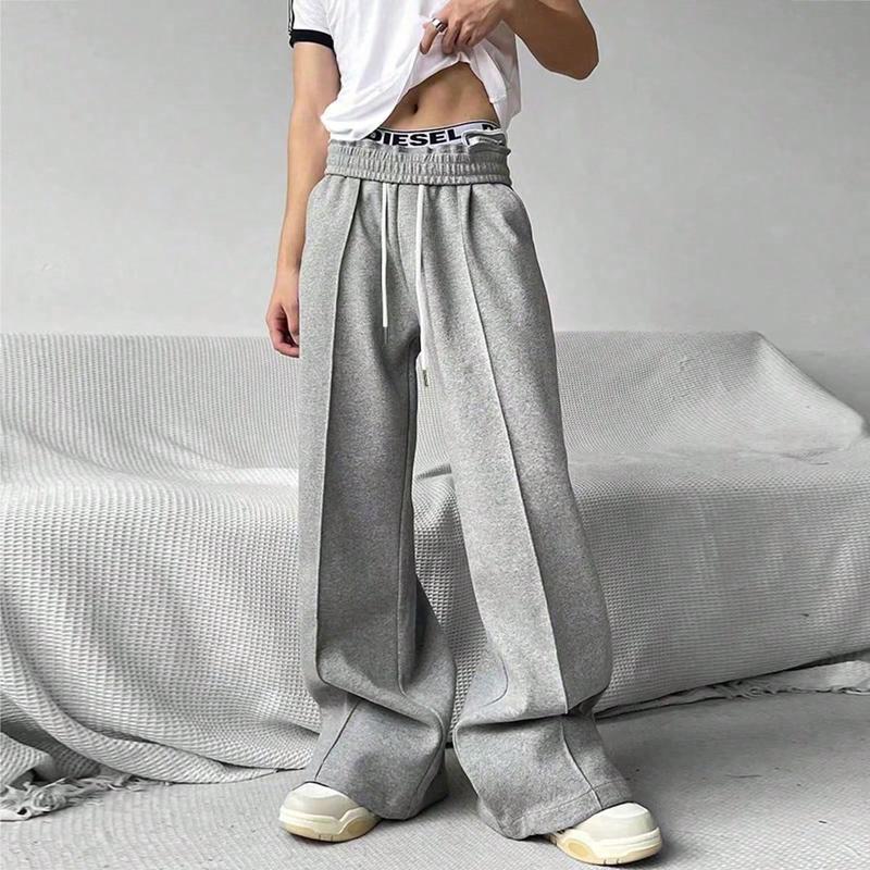 Wide Leg Sweatpants Baggy Athletic Drawstring Waist Flared Sweatpants Loose Casual Trousers with Pockets