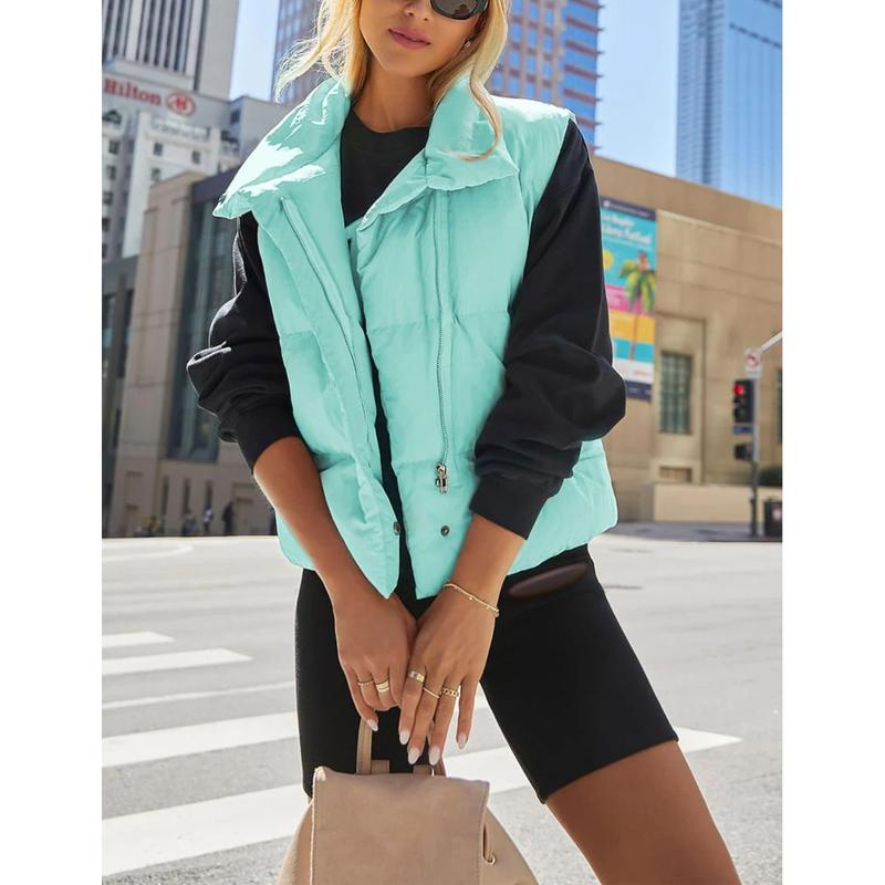 UANEO Womens Puffer Vest Sleeveless Casual Loose Winter Warm Lightweight Stand Collar Down Jacket Coats warm vest