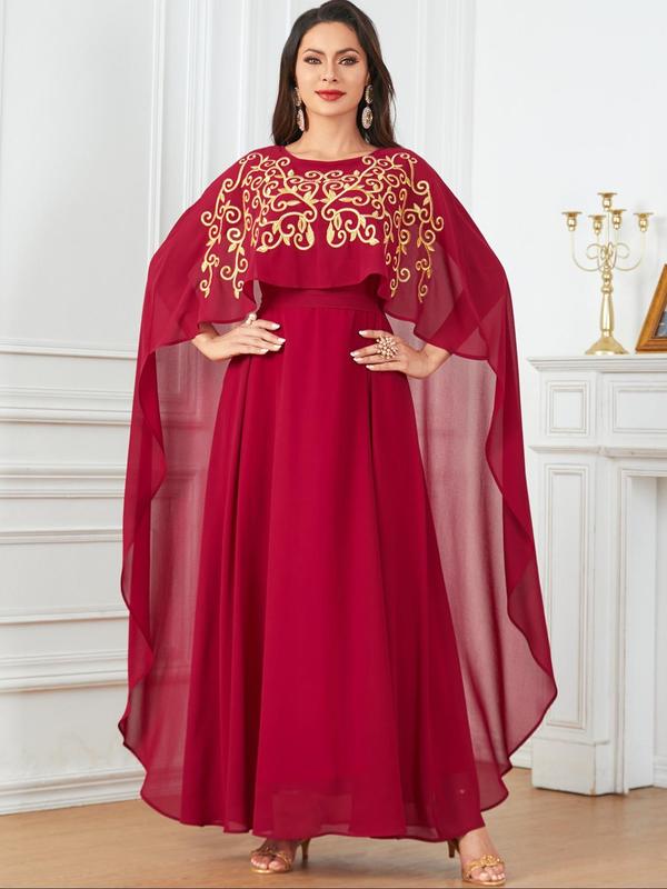 Arabic Clothing-Ethnic Pattern Embroidering Cloak Sleeve Arabian Dress, Summer Outfits 2024, Pakistani Suits, Women's Islamic Clothing, Wedding Guest Dress