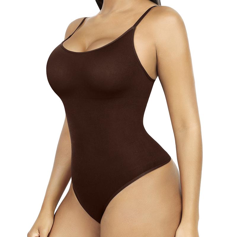 FeelinGirl Sleeveless Strap Bodycon Bodysuit Tops Thong  Shaper Women Comfort Fabric Slim Womenswear