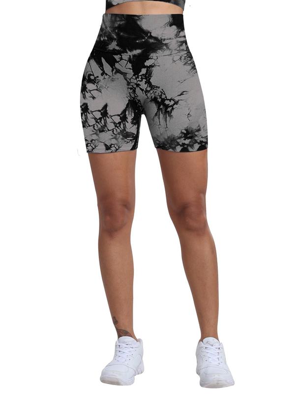 Women's Tie Dye Print High Waist Shorts, Casual Comfy Breathable Skinny Shorts for Daily Wear, Ladies Bottoms for All Seasons