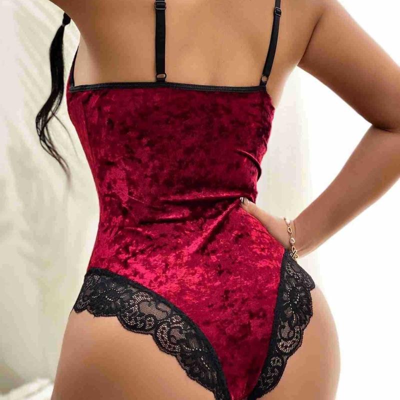 Sexy Underwear Lace Edge Diamondmax Velvet Steel Ring Steel Bracket Type Bottoming Sexy Jumpsuit