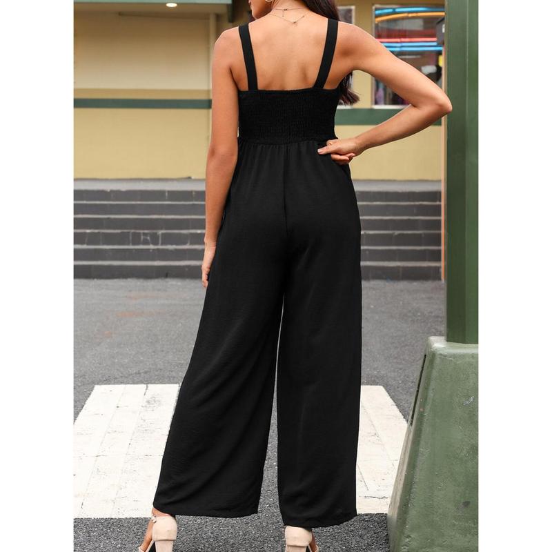 Dokotoo Women's Casual Loose Overalls Jumpsuits One Piece Sleeveless Wide Leg Long Pant Rompers With Pockets