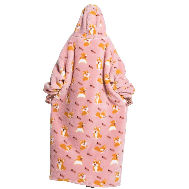 Oversized Wearable Blanket Hoodie Cute Penguin Print Hoodie Blanket Sweatshirt Pullover Room Comfortable Hoodie Nightgown with Big Pocket, Halloween Blanket, Halloween Decor Loungewear Pajama Womenswear Long Sleeves Homewear Outfits