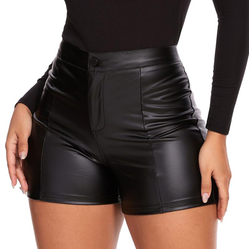 Leather shorts for women Black shorts high waist