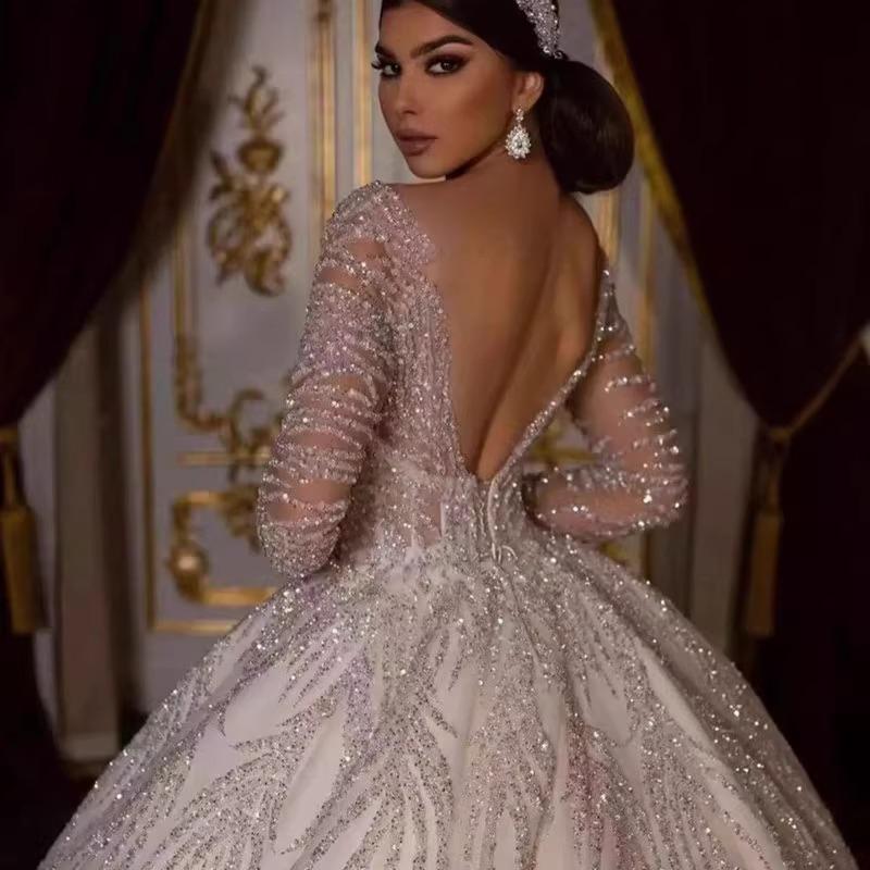 French Wedding Dress 2024 New Bridal Long Sleeve Retro Heavy Industry High-End Light Luxury Large Tail Small galia lahav  wedding dress boho wedding crystal  wedding lace  ballgown wedding  dresses catholic  wedding  Dress sister wedding dress