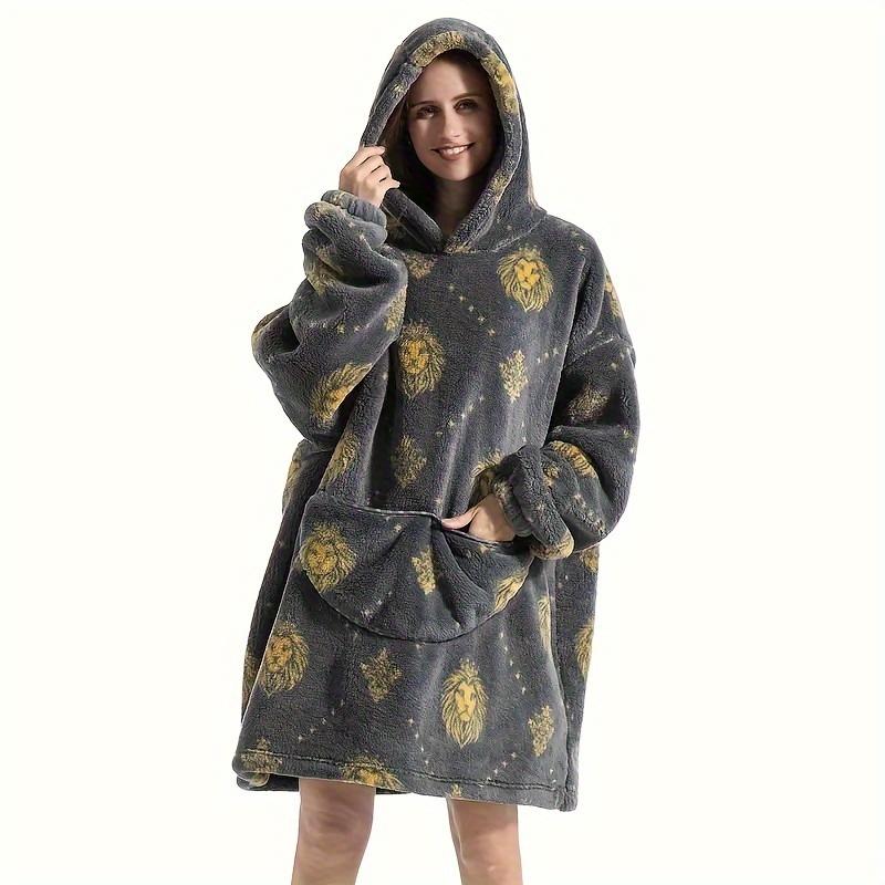 1pc Home Wearable Lazy Blanket Hooded Cold Wear Outdoor Cold Clothes Lazy Sweatshirt Soothing Fleece Thick Robe