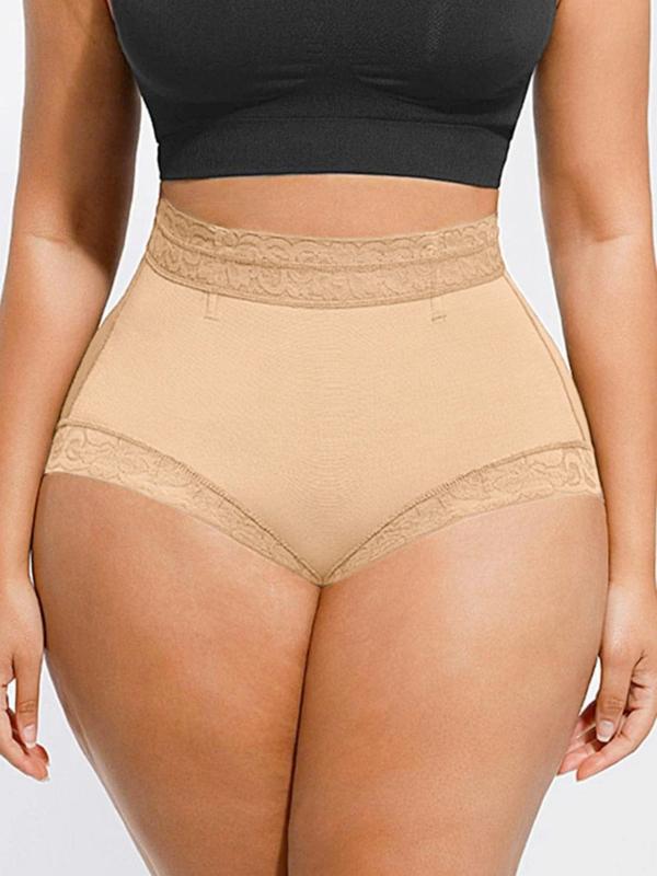 Women's Contrast Lace High Waist Shapewear Shorts, Tummy Control Butt Lifting Shapewear Bottoms, Body Shapewear, High Stretch Comfortable Shaper for Daily Wear Sexy