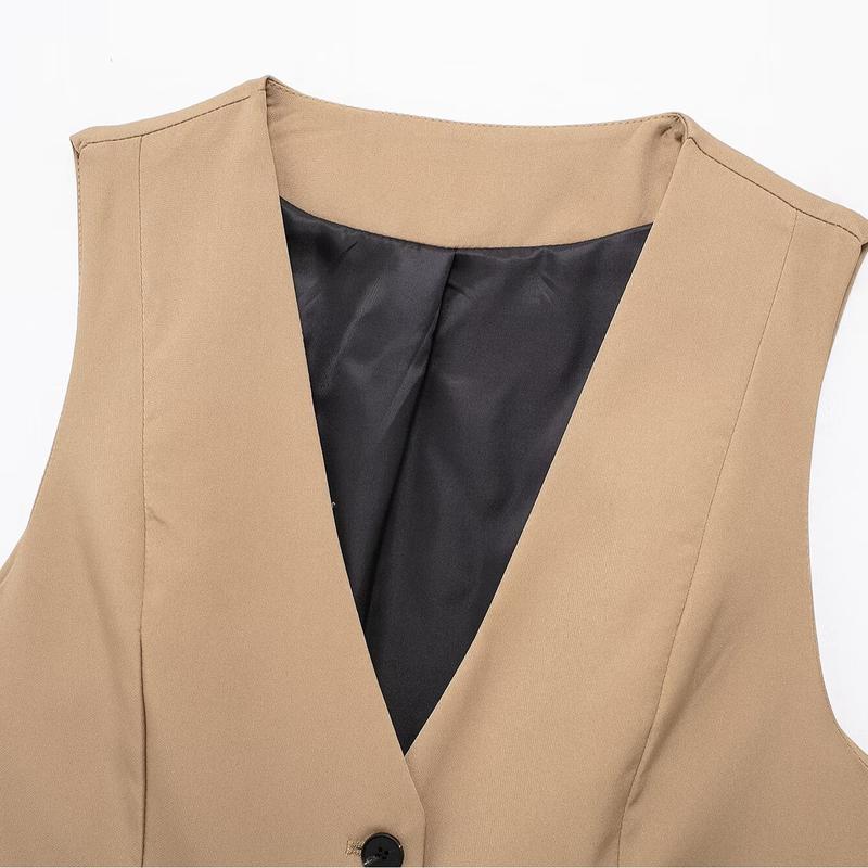 Willshela Minimalist Capsule V-Neck Waistcoat - Effortless Chic Women's Top for Office and Casual Outings - Sleeveless Vests Basic Lady Comfort