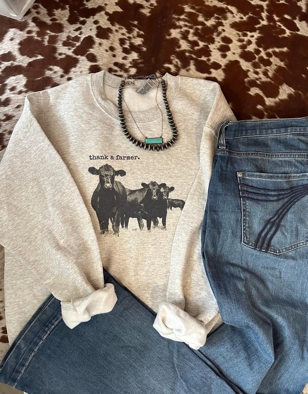 Thank a Farmer Western Crewneck Sweatshirt, Beef Farmer Crewnecks, Western Crewnecks, Western Sweatshirts, Gifts for Her Best Price Sweatshirt, Hoodie, Comfort Colors