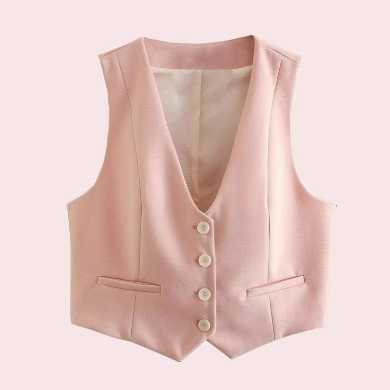 Willshela Minimalist Capsule V-Neck Waistcoat - Effortless Chic Women's Top for Office and Casual Outings - Sleeveless Vests Basic Lady Comfort