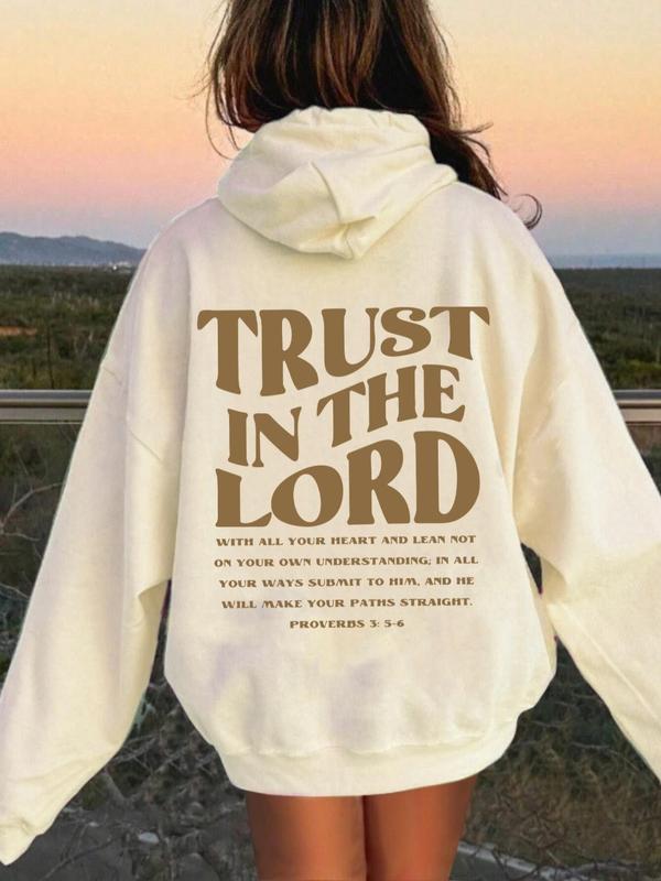 Women's Letter Print Hoodie, Casual Slogan Print Hooded Sweatshirt for Spring & Fall, Fashion Women's Clothes for Daily Wear