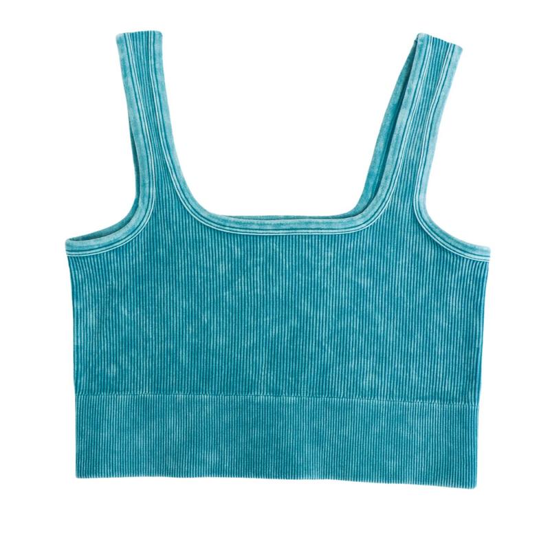 Madison Washed Ribbed Crop Top Bralette-2