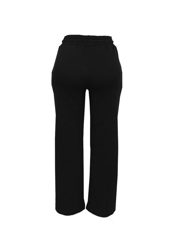 Women's Plain Drawstring Waist Pocket Pants, Casual High Waist Trousers for Fall & Winter, Women's Bottoms for Daily Wear