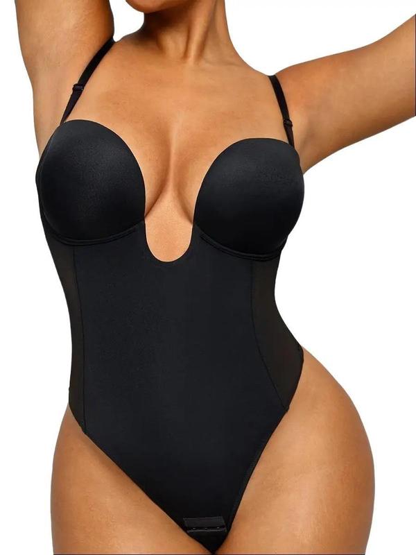 Shapellx AirSlim® Deep Plunge Low-Back Thong Bodysuit Sexy Womenswear Tops